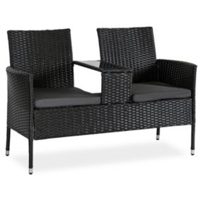Sofa Ogrodowa Kent Mebel Elite 2-osobowa ze Stolikiem Technorattan Czarna 1 szt