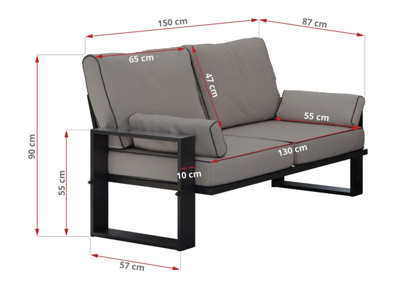 Sofa ogrodowa MKS Meble ELBA S2 szary 1szt