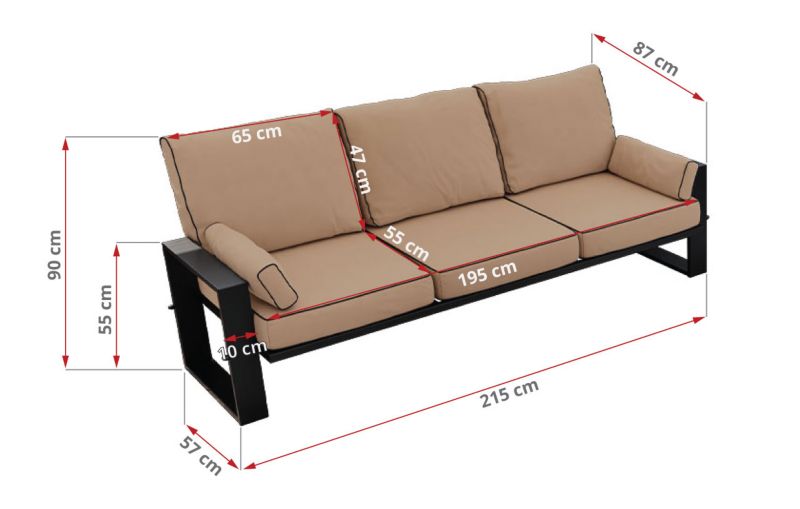 Sofa ogrodowa MKS Meble ELBA S3 beżowy 1szt