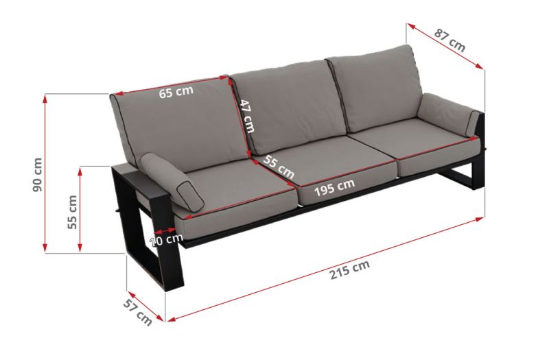 Sofa ogrodowa MKS Meble ELBA S3 szary 1szt