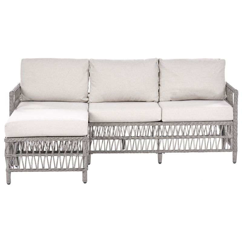 Sofa ogrodowa z otomaną dla 3 osób Ofena Technorattan Szary 1 kpl