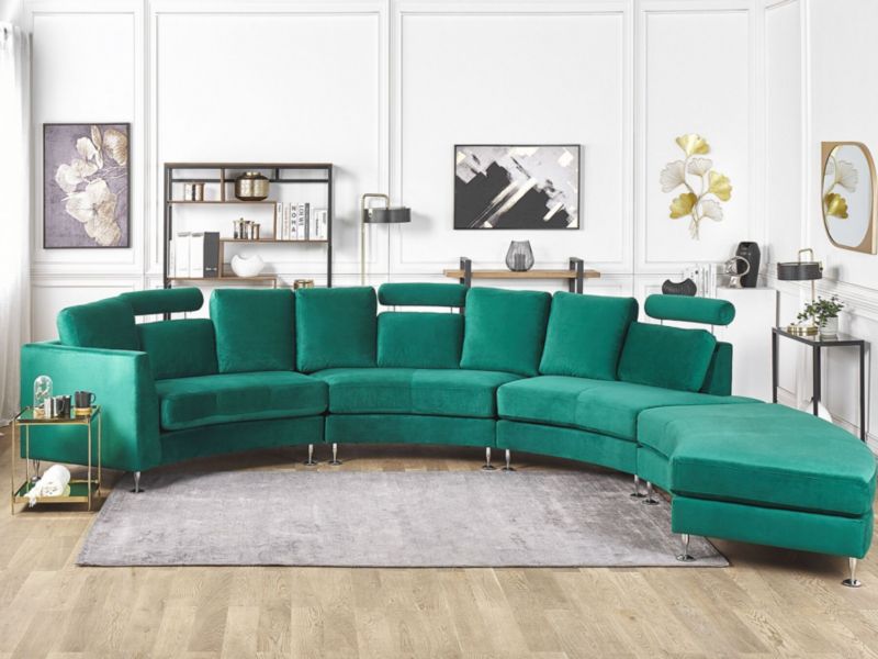 Sofa półokrągła 7-osobowa modułowa welurowa zielona Rotunde 1 szt.