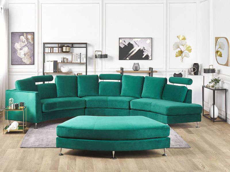 Sofa półokrągła 7-osobowa modułowa welurowa zielona Rotunde 1 szt.