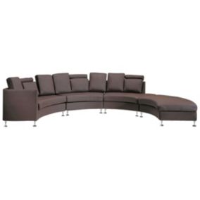 Sofa półokrągła 7-osobowa skórzana modułowa brązowa Rotunde 1 szt.