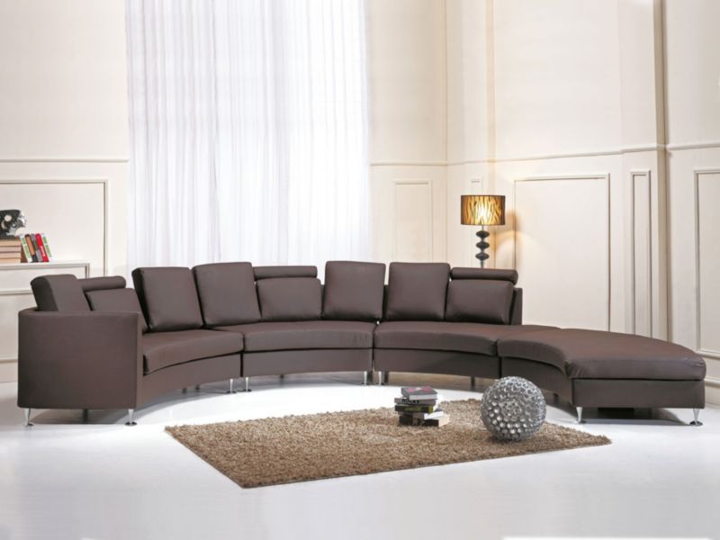Sofa półokrągła 7-osobowa skórzana modułowa brązowa Rotunde 1 szt.