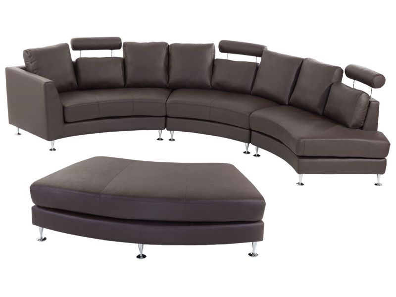 Sofa półokrągła 7-osobowa skórzana modułowa brązowa Rotunde 1 szt.