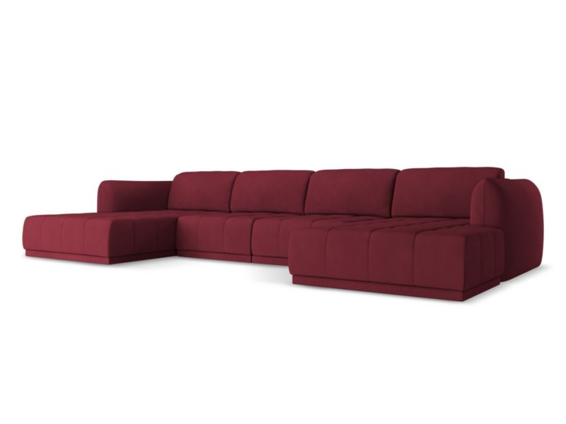 Sofa panoramiczna Makamii Hoku z tkaniny szenilowej 370x170 cm bordo 1 szt.