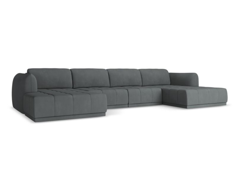 Sofa panoramiczna Makamii Hoku z tkaniny szenilowej 370x170 cm grafitowy 1 szt.