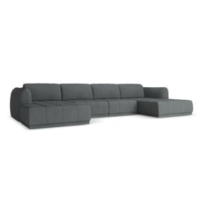 Sofa panoramiczna Makamii Hoku z tkaniny szenilowej 370x170 cm grafitowy 1 szt.
