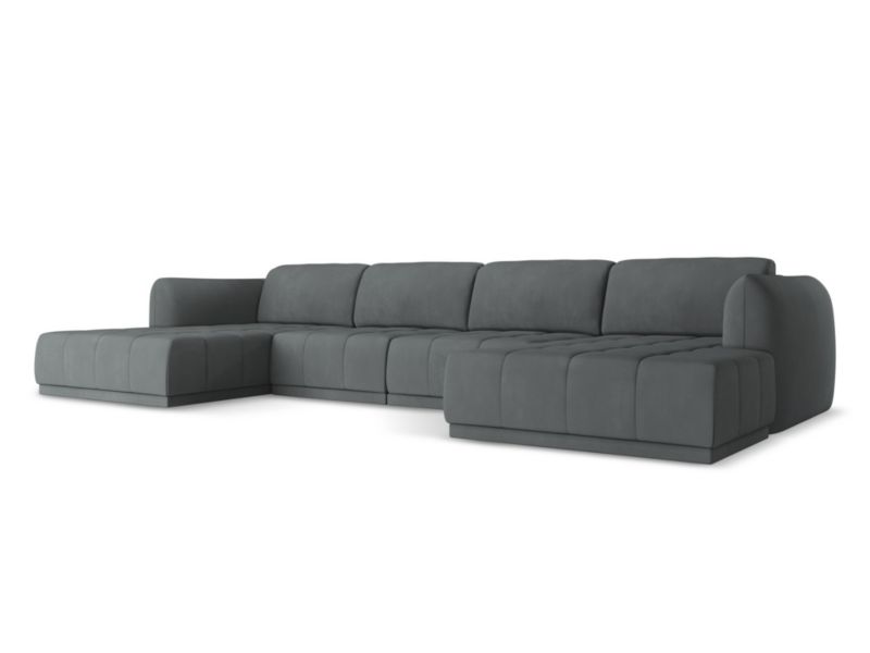 Sofa panoramiczna Makamii Hoku z tkaniny szenilowej 370x170 cm grafitowy 1 szt.