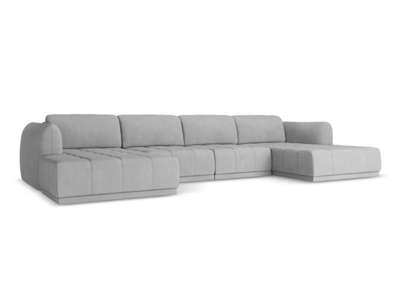 Sofa panoramiczna Makamii Hoku z tkaniny szenilowej 370x170 cm jasny szary 1 szt.