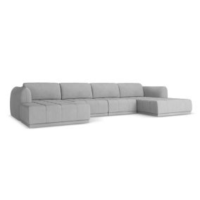 Sofa panoramiczna Makamii Hoku z tkaniny szenilowej 370x170 cm jasny szary 1 szt.