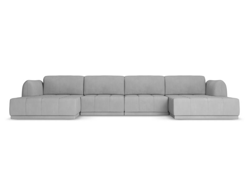 Sofa panoramiczna Makamii Hoku z tkaniny szenilowej 370x170 cm jasny szary 1 szt.