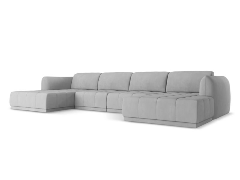 Sofa panoramiczna Makamii Hoku z tkaniny szenilowej 370x170 cm jasny szary 1 szt.