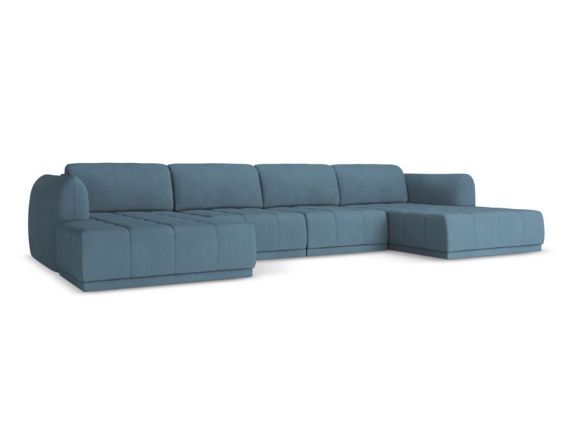 Sofa panoramiczna Makamii Hoku z tkaniny szenilowej 370x170 cm jeans 1 szt.