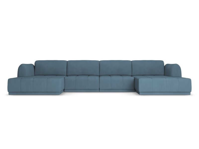 Sofa panoramiczna Makamii Hoku z tkaniny szenilowej 370x170 cm jeans 1 szt.