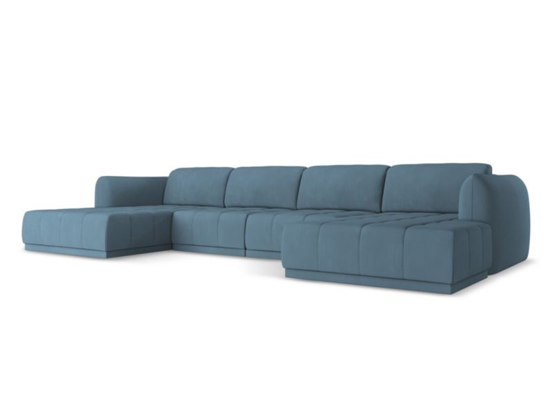 Sofa panoramiczna Makamii Hoku z tkaniny szenilowej 370x170 cm jeans 1 szt.