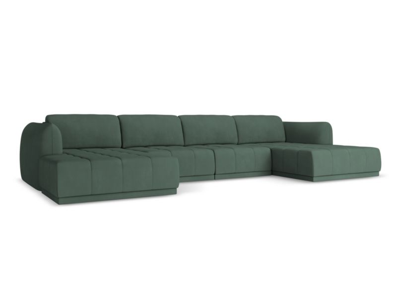Sofa panoramiczna Makamii Hoku z tkaniny szenilowej 370x170 cm zielony 1 szt.