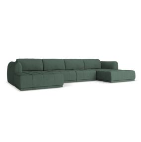 Sofa panoramiczna Makamii Hoku z tkaniny szenilowej 370x170 cm zielony 1 szt.