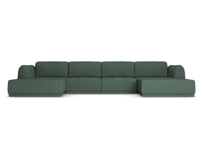 Sofa panoramiczna Makamii Hoku z tkaniny szenilowej 370x170 cm zielony 1 szt.