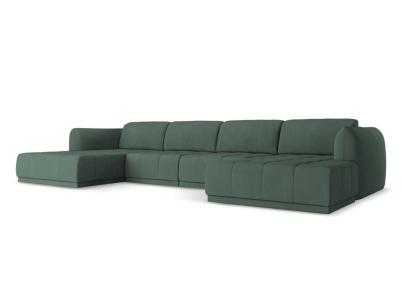 Sofa panoramiczna Makamii Hoku z tkaniny szenilowej 370x170 cm zielony 1 szt.