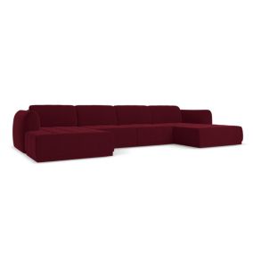 Sofa panoramiczna Makamii Hoku z weluru 370x170 cm burgundowy 1 szt.