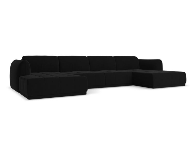Sofa panoramiczna Makamii Hoku z weluru 370x170 cm czarny 1 szt.