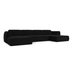 Sofa panoramiczna Makamii Hoku z weluru 370x170 cm czarny 1 szt.