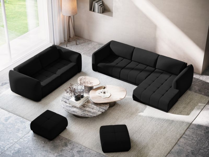 Sofa panoramiczna Makamii Hoku z weluru 370x170 cm czarny 1 szt.