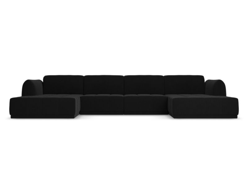 Sofa panoramiczna Makamii Hoku z weluru 370x170 cm czarny 1 szt.