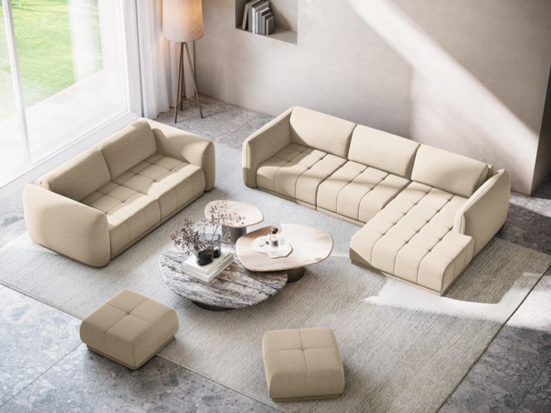 Sofa panoramiczna Makamii Hoku z weluru 370x170 cm jasny beż 1 szt.
