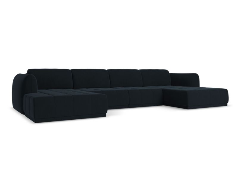Sofa panoramiczna Makamii Hoku z weluru 370x170 cm królewski niebieski 1 szt.