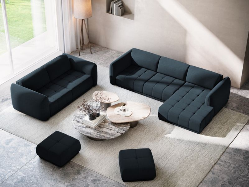 Sofa panoramiczna Makamii Hoku z weluru 370x170 cm królewski niebieski 1 szt.