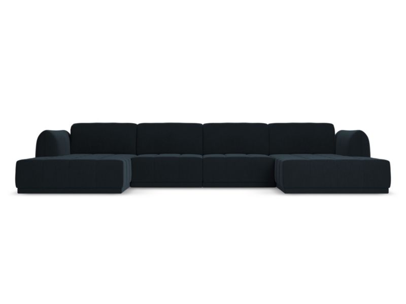 Sofa panoramiczna Makamii Hoku z weluru 370x170 cm królewski niebieski 1 szt.