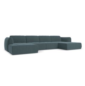 Sofa panoramiczna Makamii Hoku z weluru 370x170 cm morski 1 szt.