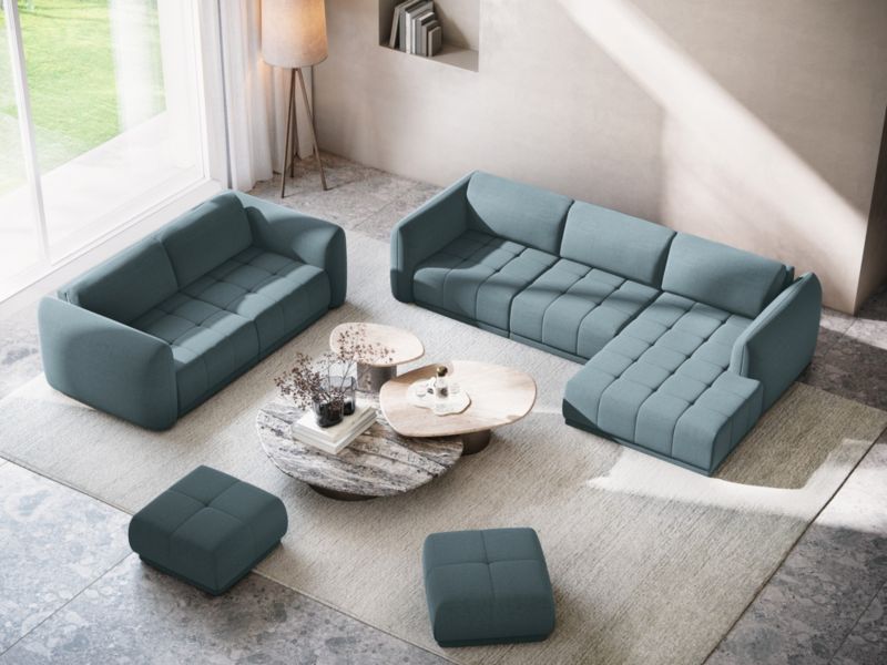 Sofa panoramiczna Makamii Hoku z weluru 370x170 cm morski 1 szt.