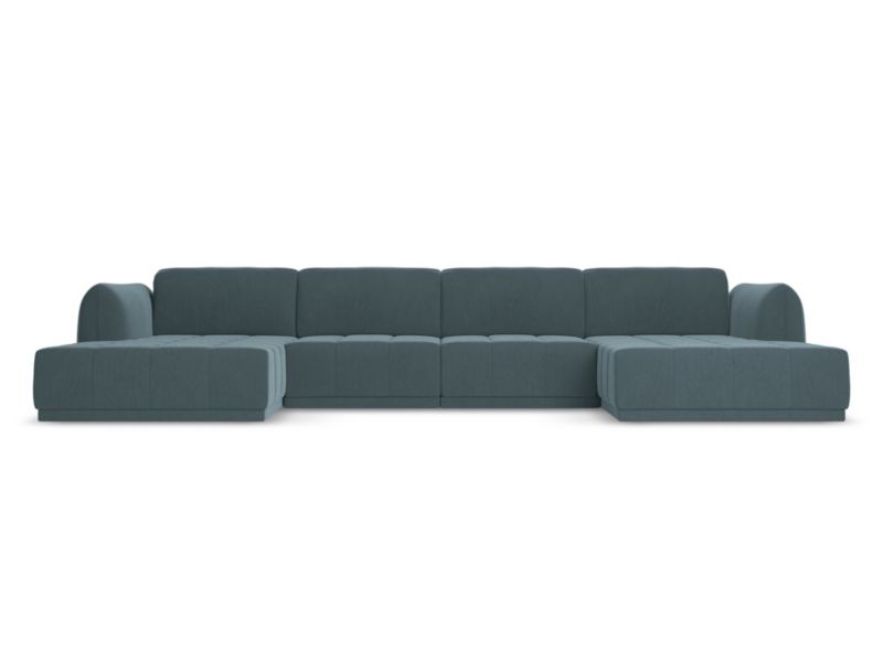 Sofa panoramiczna Makamii Hoku z weluru 370x170 cm morski 1 szt.