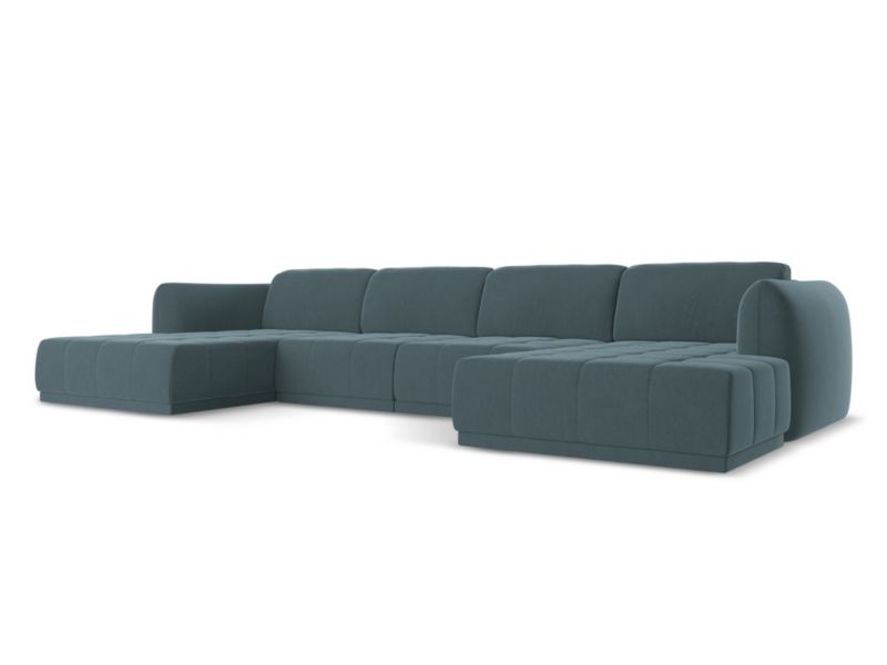 Sofa panoramiczna Makamii Hoku z weluru 370x170 cm morski 1 szt.