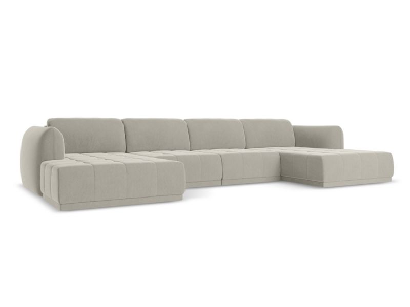 Sofa panoramiczna Makamii Hoku z weluru 370x170 cm perłowy 1 szt.