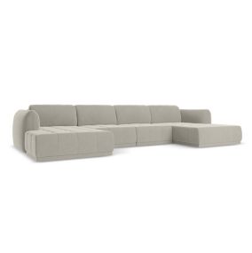 Sofa panoramiczna Makamii Hoku z weluru 370x170 cm perłowy 1 szt.