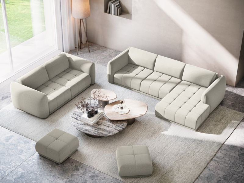Sofa panoramiczna Makamii Hoku z weluru 370x170 cm perłowy 1 szt.
