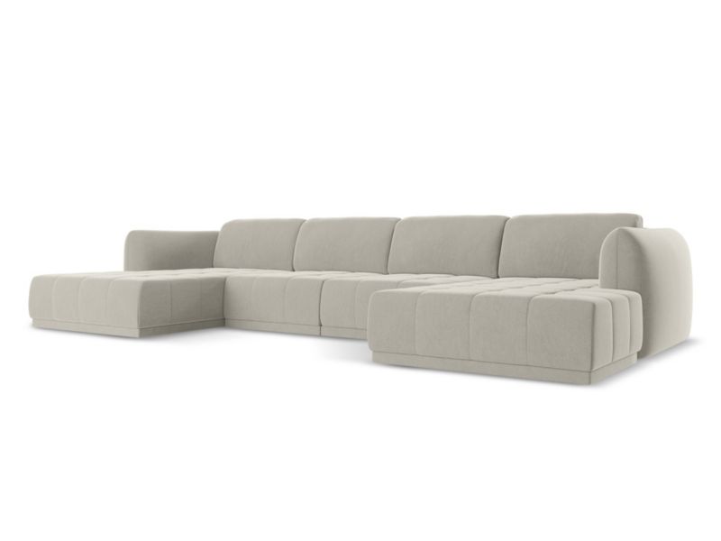 Sofa panoramiczna Makamii Hoku z weluru 370x170 cm perłowy 1 szt.