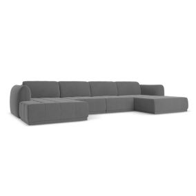 Sofa panoramiczna Makamii Hoku z weluru 370x170 cm szary 1 szt.