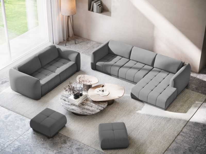 Sofa panoramiczna Makamii Hoku z weluru 370x170 cm szary 1 szt.