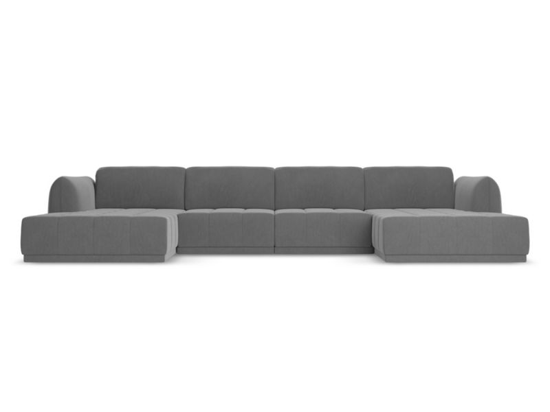 Sofa panoramiczna Makamii Hoku z weluru 370x170 cm szary 1 szt.