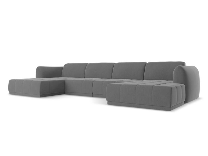 Sofa panoramiczna Makamii Hoku z weluru 370x170 cm szary 1 szt.
