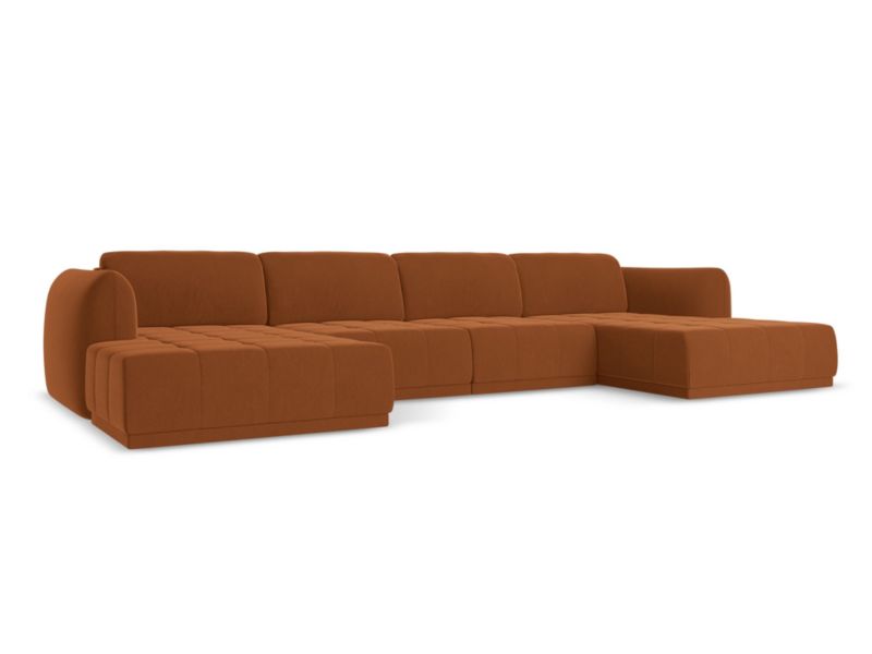 Sofa panoramiczna Makamii Hoku z weluru 370x170 cm terakota 1 szt.