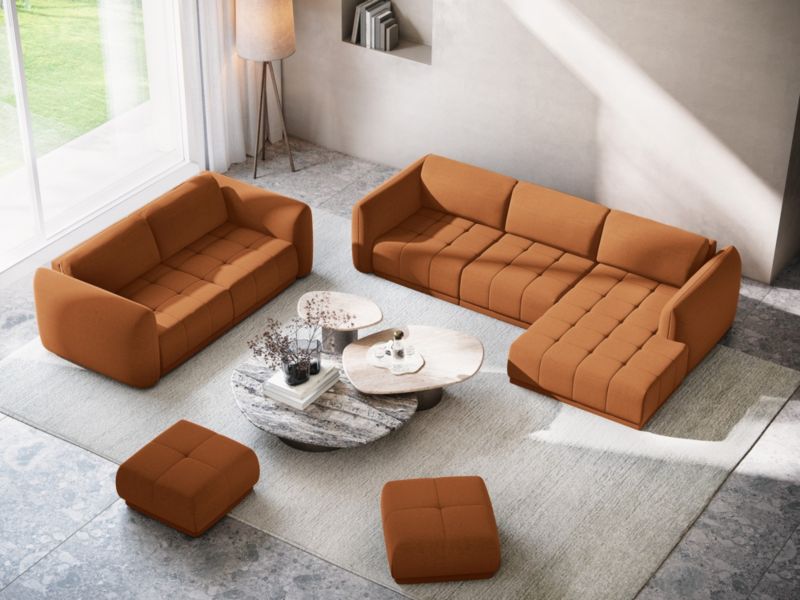 Sofa panoramiczna Makamii Hoku z weluru 370x170 cm terakota 1 szt.