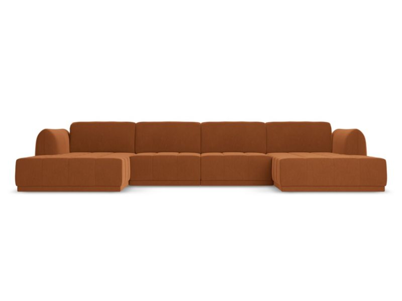 Sofa panoramiczna Makamii Hoku z weluru 370x170 cm terakota 1 szt.