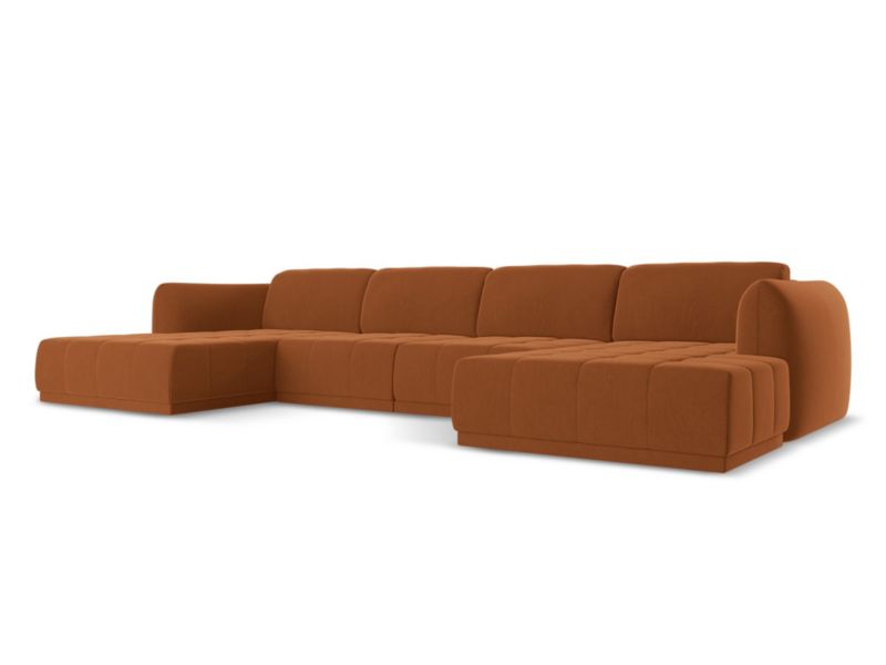 Sofa panoramiczna Makamii Hoku z weluru 370x170 cm terakota 1 szt.